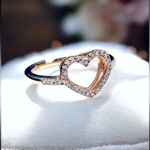 🌺 Rose Gold Heart Genuine Diamond Ring-NEW!